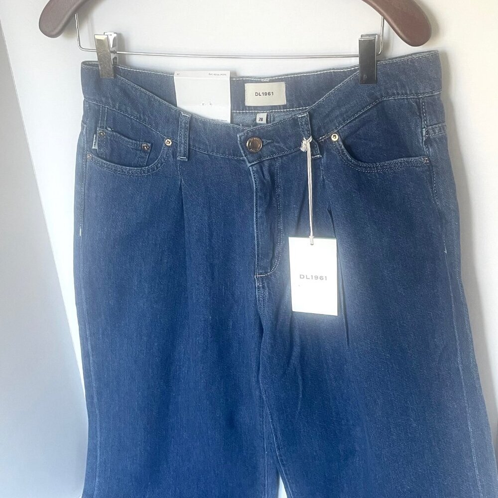 DL1961 Isabel Pleated Mid Rise Wide Leg Jeans Womens 28 North Beach Blue - Picture 7 of 11